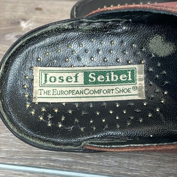 Josef Seibel Burgundy Wine Leather Women’s Sz 10/EU 41 Slip-On Heeled Mules - Picture 11 of 12